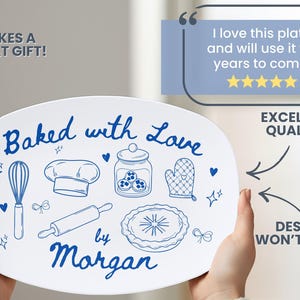 Personalized Baking Platter, Custom Dessert or Cookie Plate, Baked with Love Gift for Bakers, Baking Mom Gift, Custom Kitchen Decor image 4