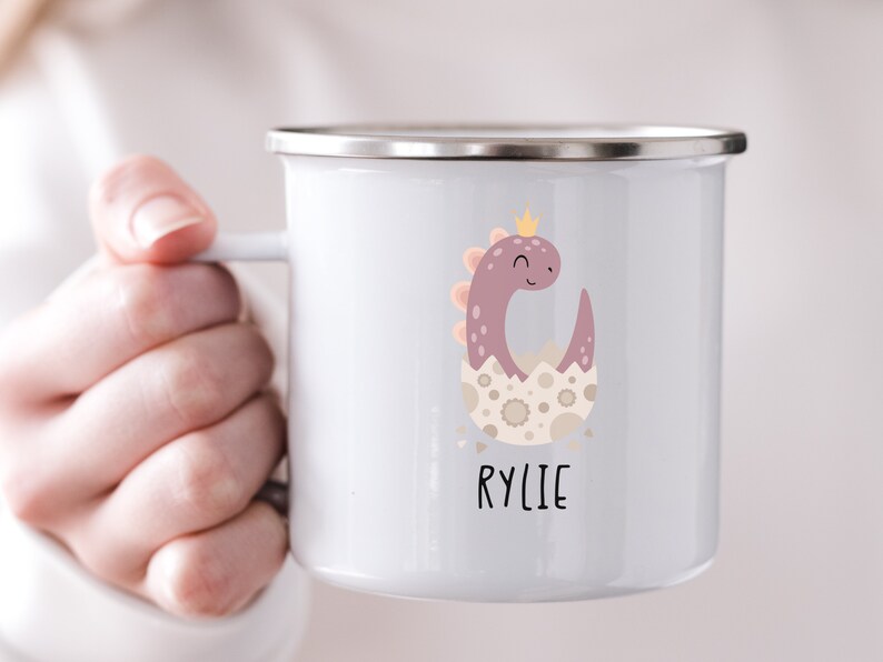 Personalized Kids Dinosaur Mug, Custom Child Name Gift, Cute Birthday
