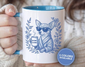 Funny Chihuahua Mug: Toile de Jouy Coffee Cup, Dog Mom Gift