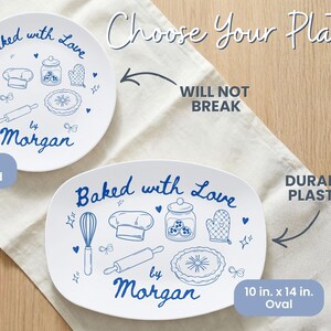 Personalized Baking Platter, Custom Dessert or Cookie Plate, Baked with Love Gift for Bakers, Baking Mom Gift, Custom Kitchen Decor image 2