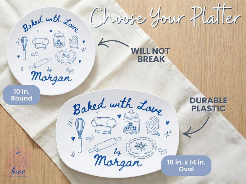 Personalized Baking Platter, Custom Dessert or Cookie Plate, Baked with Love Gift for Bakers, Baking Mom Gift, Custom Kitchen Decor image 2