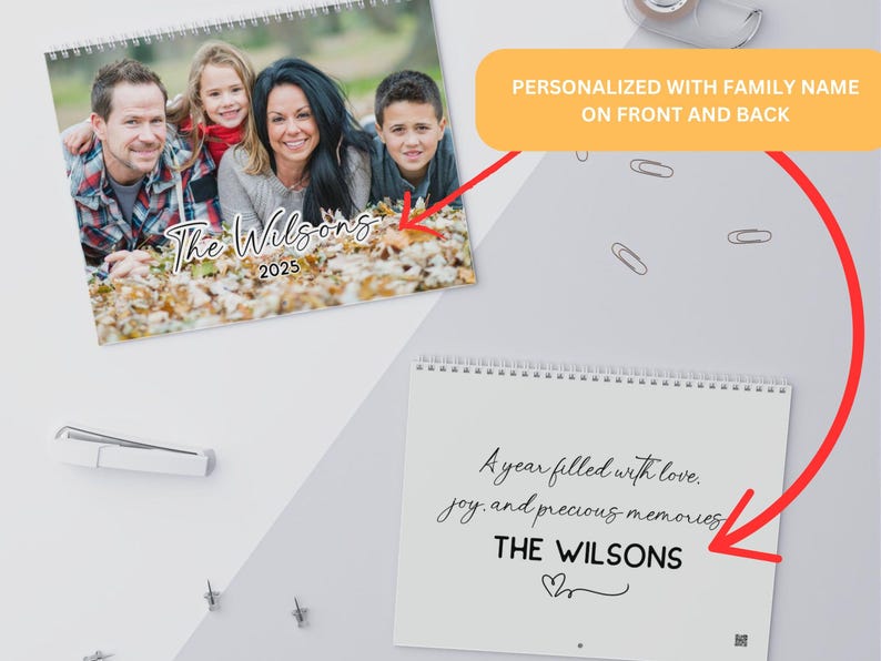 2025 Personalized Photo Calendar, Custom Photo Grandparent Gift, Family