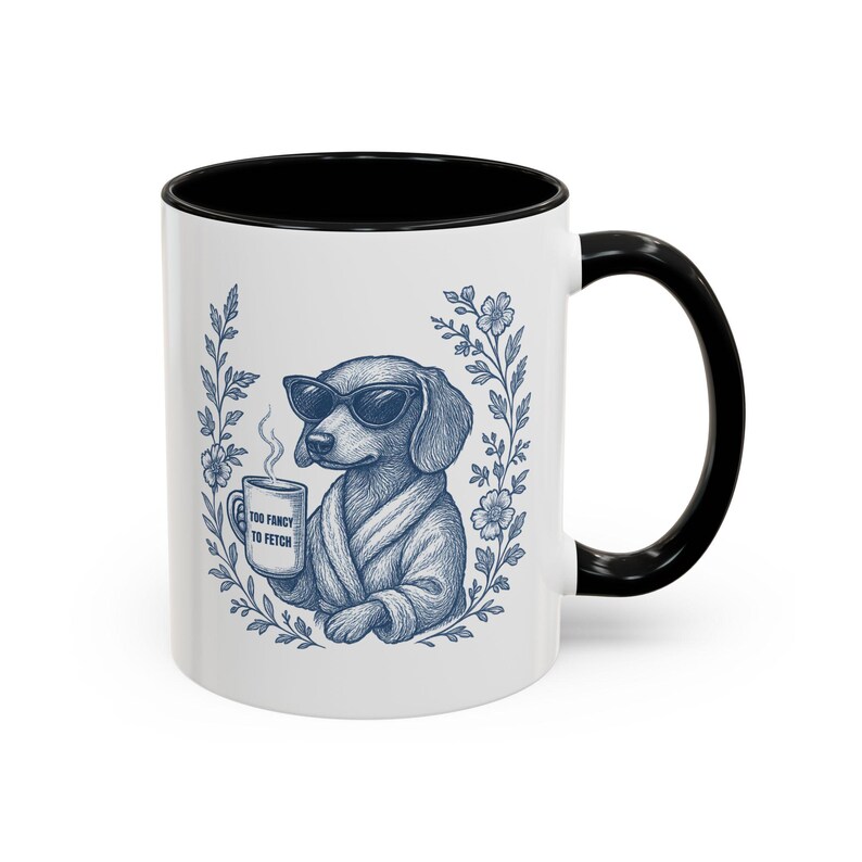 Toile de Jouy Dachshund Mug, Funny Dog Mom Gift, Doxie Coffee Cup, Dachshund Lover Gift, Wiener Dog Mug, Sausage Dog Owner Gift image 8