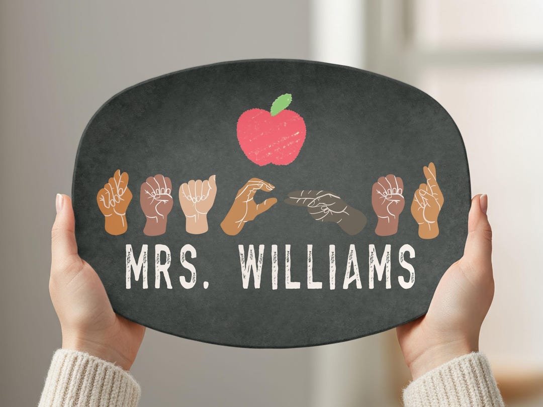 Personalized ASL Teacher Platter, Sign Language Teacher Gift, Deaf ...