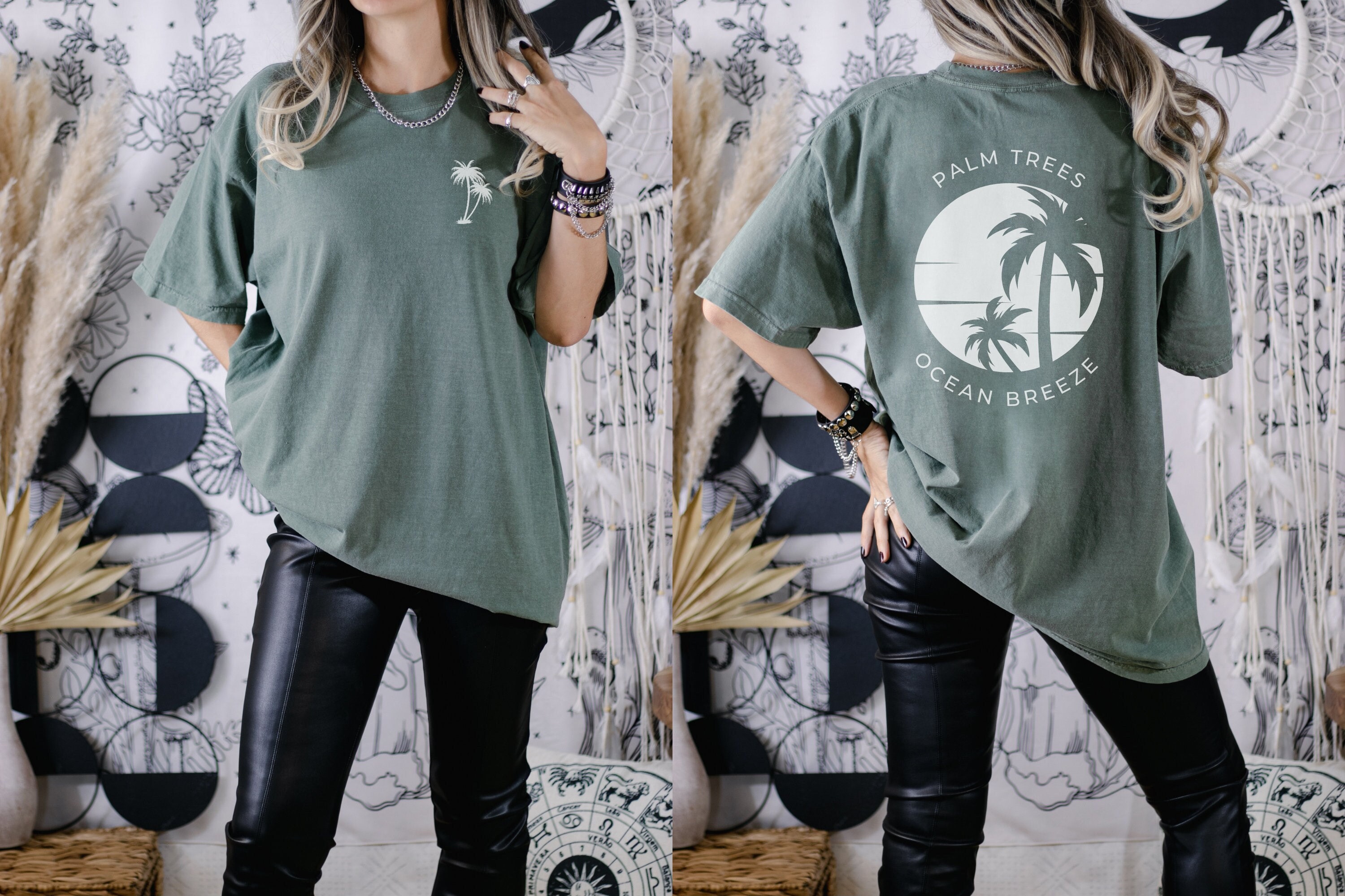 Basic Jersey Palm Trees Relaxed T-Shirt main image 1