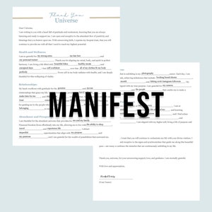 Carta al universo sobre el guión de manifestación para completar los espacios en blanco