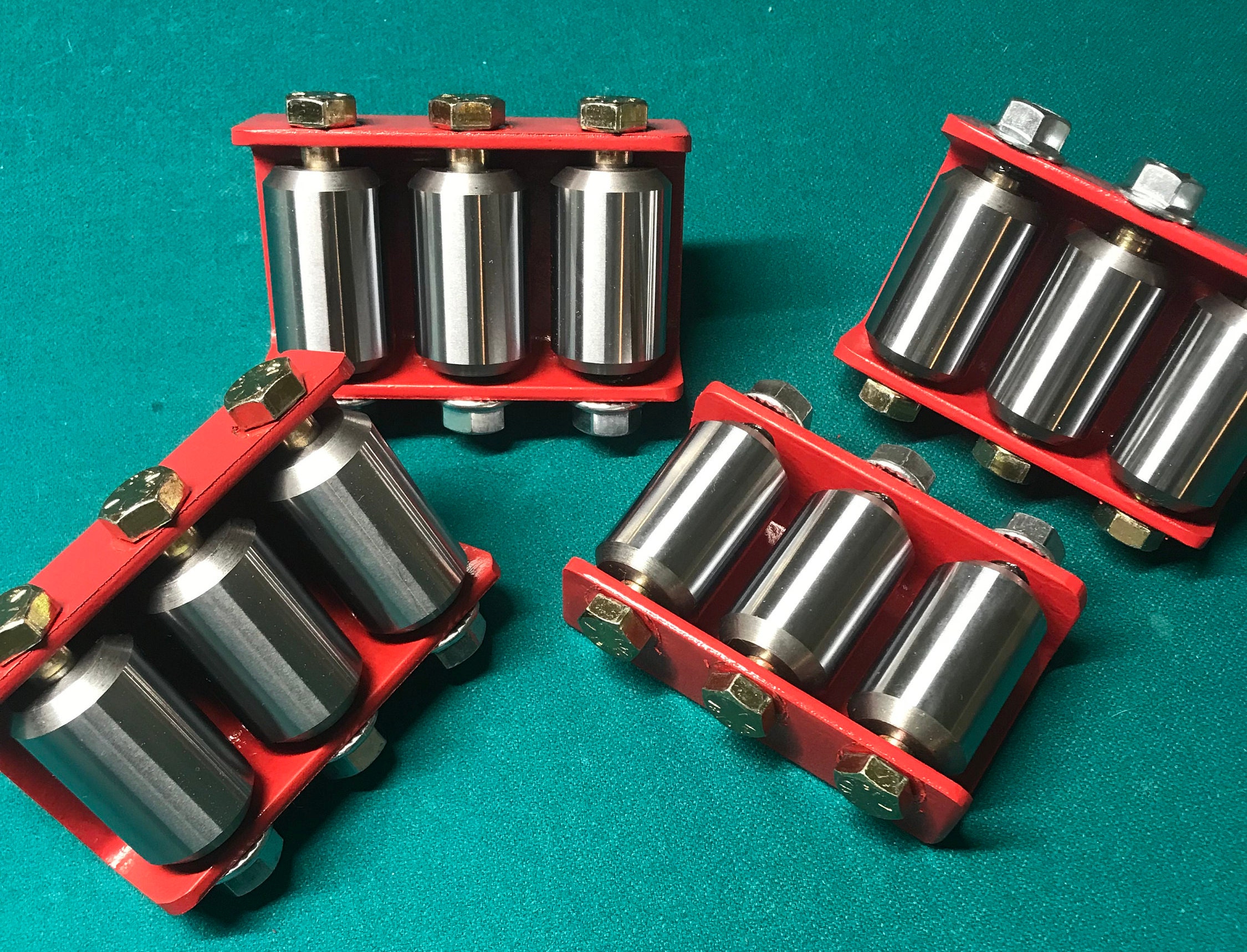 Machine Shop Dolly 4 Machine Skates / Machine Moving Dollies. Solid Steel Rollers With 5 ...