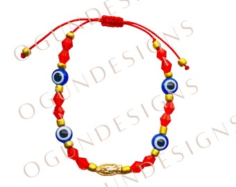 Evil Eye Guadalupe Bracelet, Our Lady of Guadalupe Protection Bracelet, Nuestra Señora De Guadalupe Pulsera de Proteccion,Mal de Ojo Pulsera