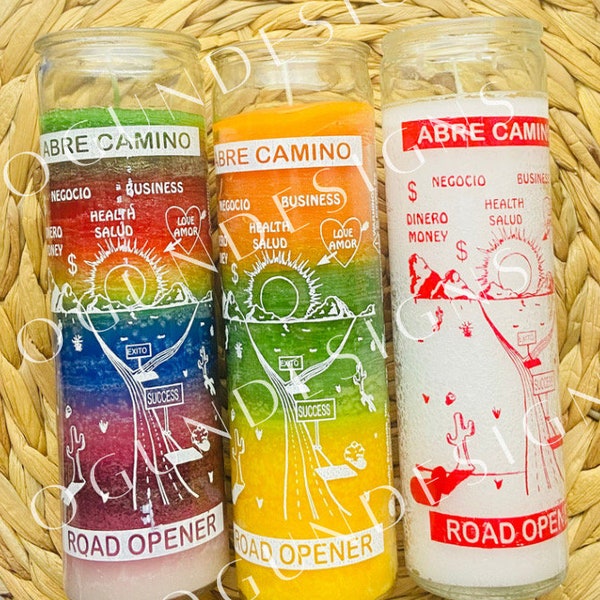 Road Opener Glass candle,Prosperity, Abre Caminos Vela