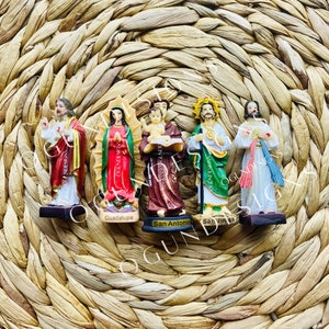 3inch Religious Statues, Virgen De Guadalupe Statue, San Judas, San Antonio, Divine Mercy,Sacred Heart of Jesus, Sagrado Corazon de Jesus
