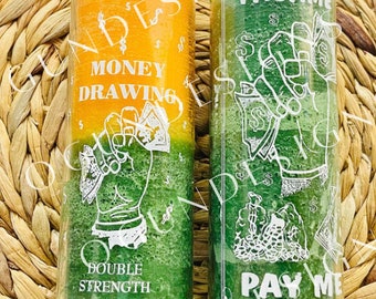 Money Drawing glass candle, Pay Me, Money candles, pagame,Lucky candles, Velas de Dinero