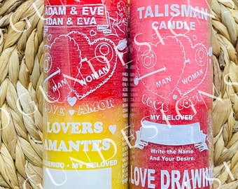 Taliman Love Candles,Adam and Eve Glass Candles Attract and Romance, Velas De Amor y romance