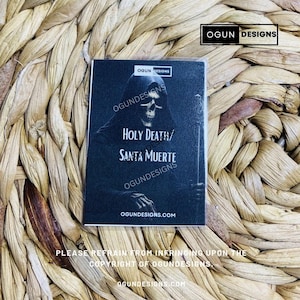 Heiliger Tod Gebetskarte, Heiliger Tod Schutzkarte, Santa Muerte Estampilla de Oracion, Estampilla de Protección de la Santa Muerte