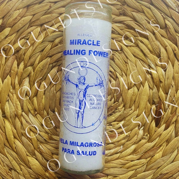 Miracle Healing Power Glass Candle, Healing Candle, Vela de cristal de poder curativo milagroso, Vela Curativa