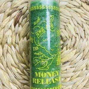 Money Release glass candle, Money candle, Prosperity and abundance, Money Spell, Vela de dinero, Prosperidad