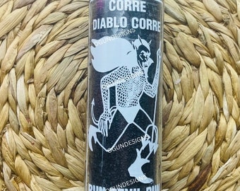 Run Devil Run Glass Candle, Corre Diablo Corre Vela De Vidrio