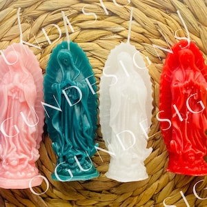 Velas Guadalupe de 5.5''pulgadas, Velas Virgen María, Velas Virgen de Guadalupe, Velas religiosas