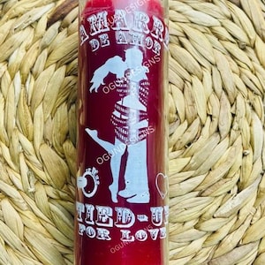 Amarre Love Candle, Tie Me Up, Come To Me candles, Glass Candles Attract and Romance, Velas De Amor y romance