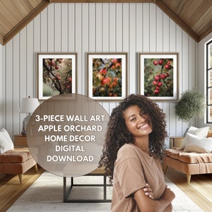Three Piece Apple Orchard Wall Art | Home Decor | Professional Photography 35 MM Camera | Calm Feeling | Digital Download & Printable