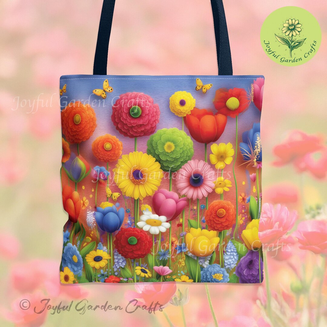 Colorful Floral Tote Bag Bright Spring Flowers Tote Garden Lover Gift ...
