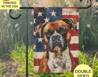 Boxer Dog 4th of July Garden Flag Patriotic Independence Day Decor