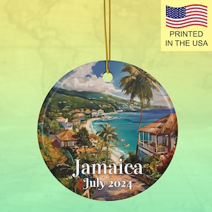 Personalized Jamaica Ornament With Date Custom Jamaica Honeymoon Keepsake Jamaica Vacation Souvenir Jamaican Art Ornament Gift For Traveler