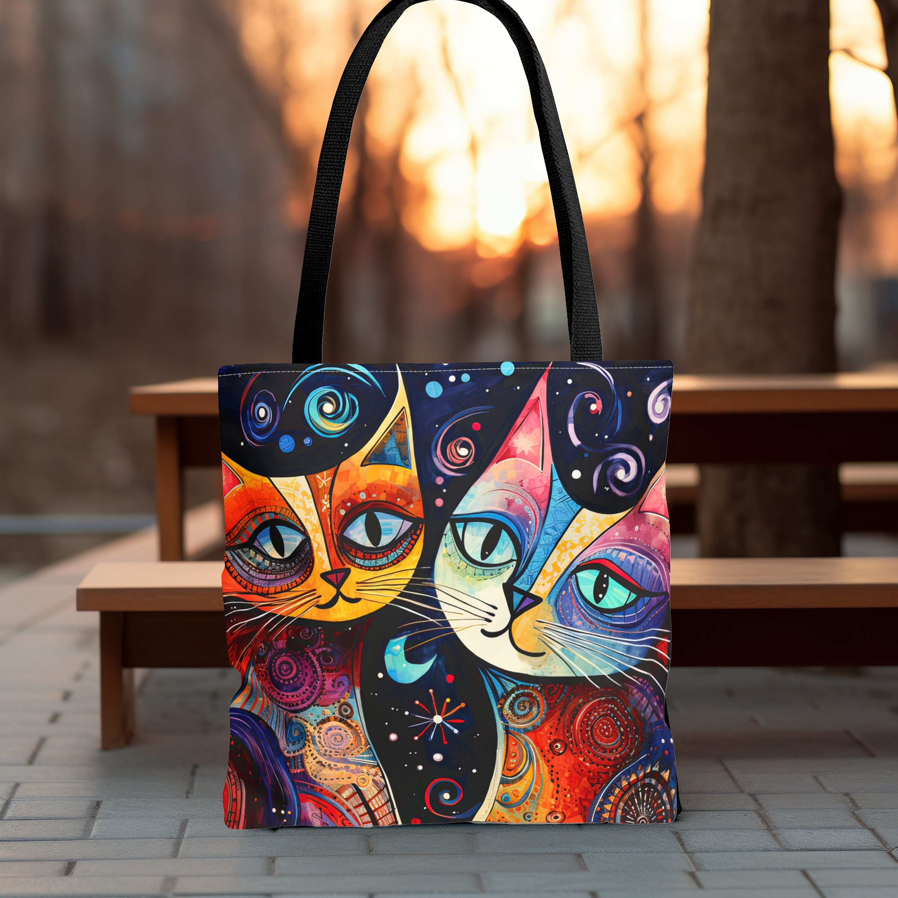 CafePress Wild Paisley Cat Tote Bag – Natural Canvas Reusable Shopping Bag, Two Sizes Available - View #11