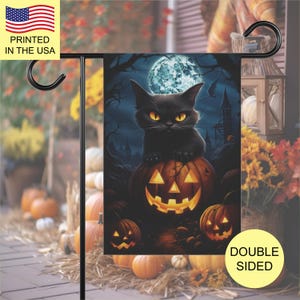 Halloween Cat Garden & House Banner, Spooky Yard Flag, Halloween Home Decor, Fall Decor, Halloween Gift, Halloween Party Flag