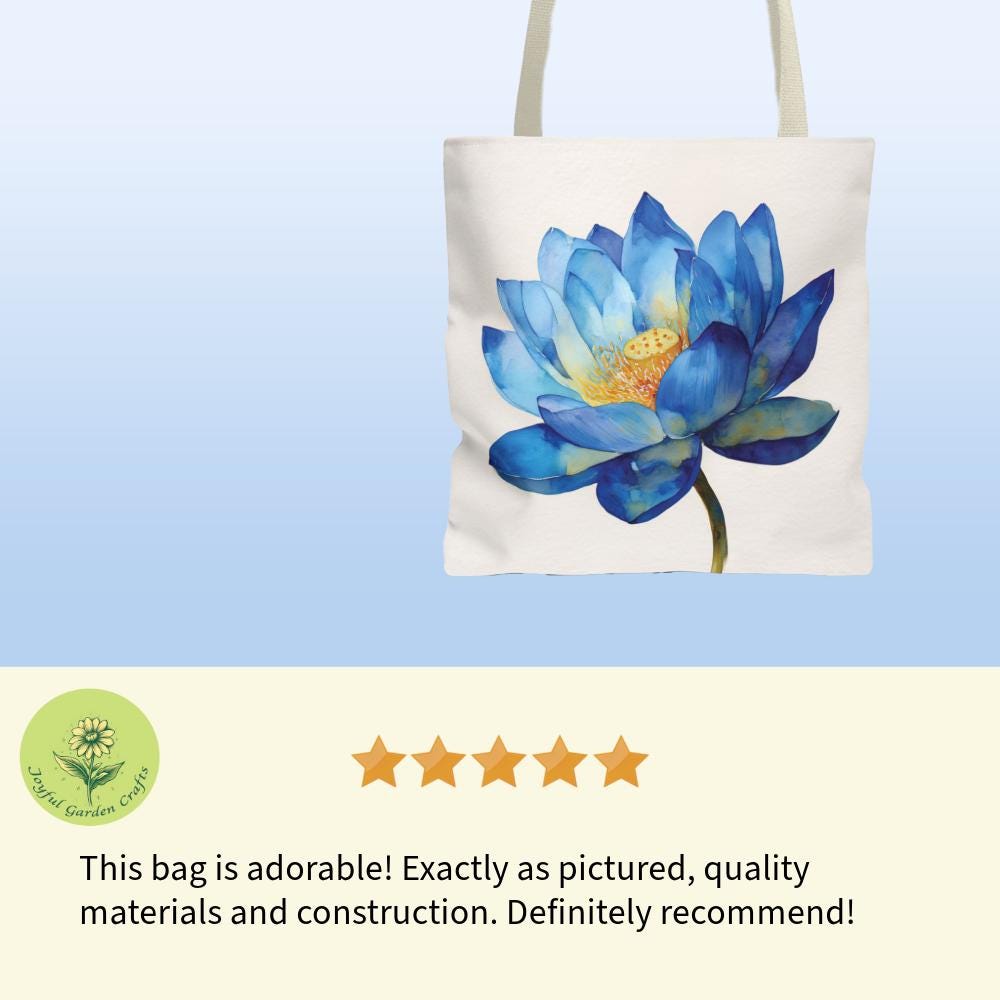 水彩ブルーロータストートバッグ ボヘミアンフローラルアクセサリー
