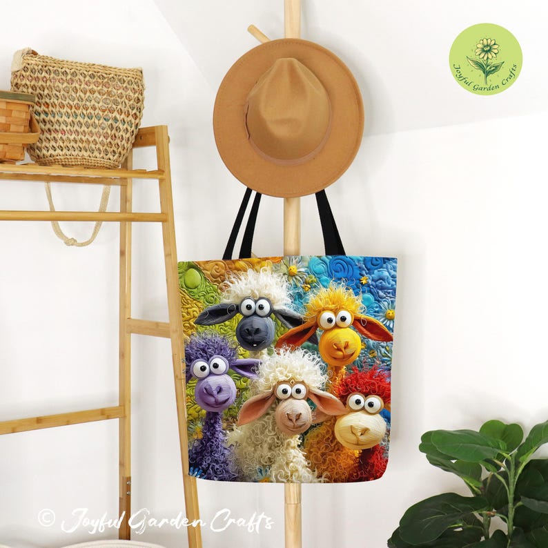 Bolsa de mano divertida de oveja, regalo colorido para amantes de los animales imagen 3
