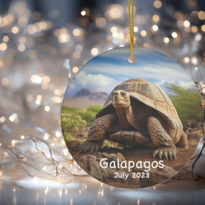 Personalized Galapagos Travel Ceramic Ornament Custom Travel Ornament Travel Keepsake Ornament Galapagos Vacation Souvenir Giant Tortoise