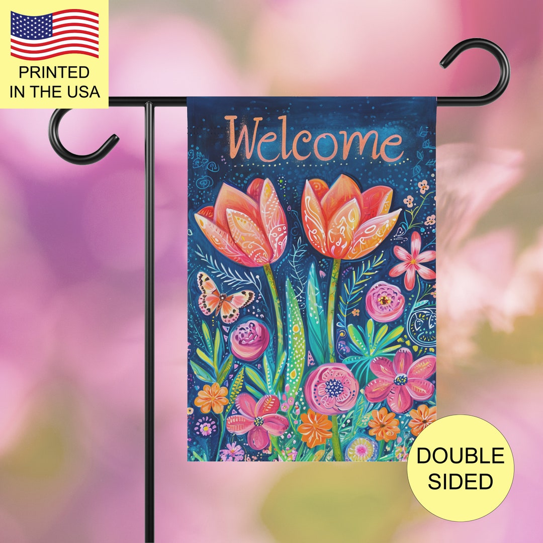 Welcome House Flag Double Sided Summer Garden Flag Floral Outdoor Decor ...