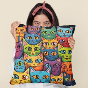 Bonita funda de almohada para gatos, regalo para amantes de los gatos, funda de almohada divertida para gatos, funda de almohada para dueño de gatos, funda de almohada divertida para regalo de gatos, funda de almohada Bohemia