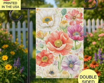 Drapeau de jardin de fleurs sauvages Décoration florale colorée pour jardin Cottagecore