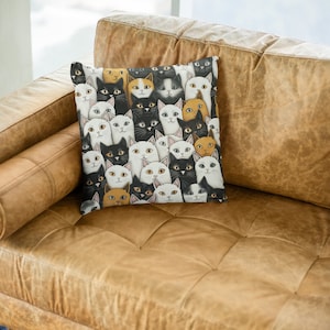 Funda de almohada de gato lindo, funda de cojín de regalo para amantes de los gatos de arte japonés para madre de gato, funda de almohada colorida de gatos lindos, regalo de funda de almohada de arte alegre