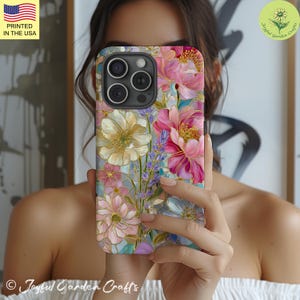 Stained Glass Flower Phone Case Elegant Garden Art for iPhone or Samsung Thoughtful Gift for Her Birthday Pretty Floral Aesthetic For Women