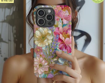Stained Glass Flower Phone Case Elegant Floral Garden Art