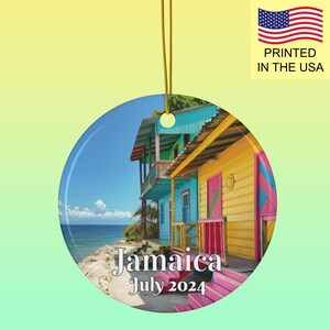 Custom Jamaica Ornament With Date Personalized Jamaica Honeymoon Keepsake Jamaica Vacation Souvenir Jamaican Art Ornament Gift For Traveler