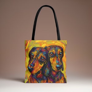 Cute Dog Tote Bag Dachshund Art Gift For Dog Owner Tote Dachshund Lover Gift Summer Bag Weiner Dog Tote Large Capacity Bag Whimsical Tote
