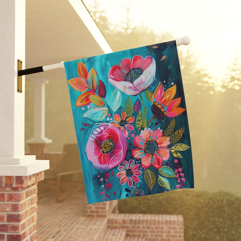 Floral Garden Flag Colorful Boho Yard Decor - Etsy