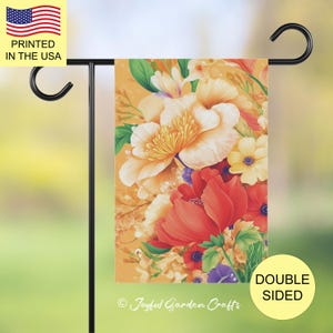 Bright Floral Garden Flag for Summer Yard Housewarming Gift for Garden Lover Botanical Print Flag for Flower Enthusiast Vibrant Front Porch