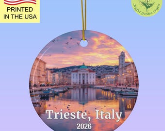 Trieste Italy Ceramic Ornament Custom Travel Date Souvenir European City Keepsake Italy Trip Gift