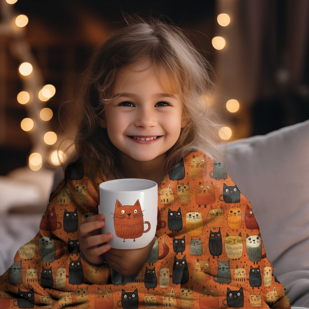 Funny Cats Velveteen Plush Blanket Gift for Cat Lover Cat Art Cozy