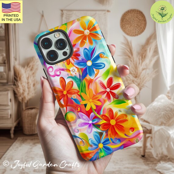 Colorful Floral Phone Case for Samsung and iPhone Vibrant Flower
