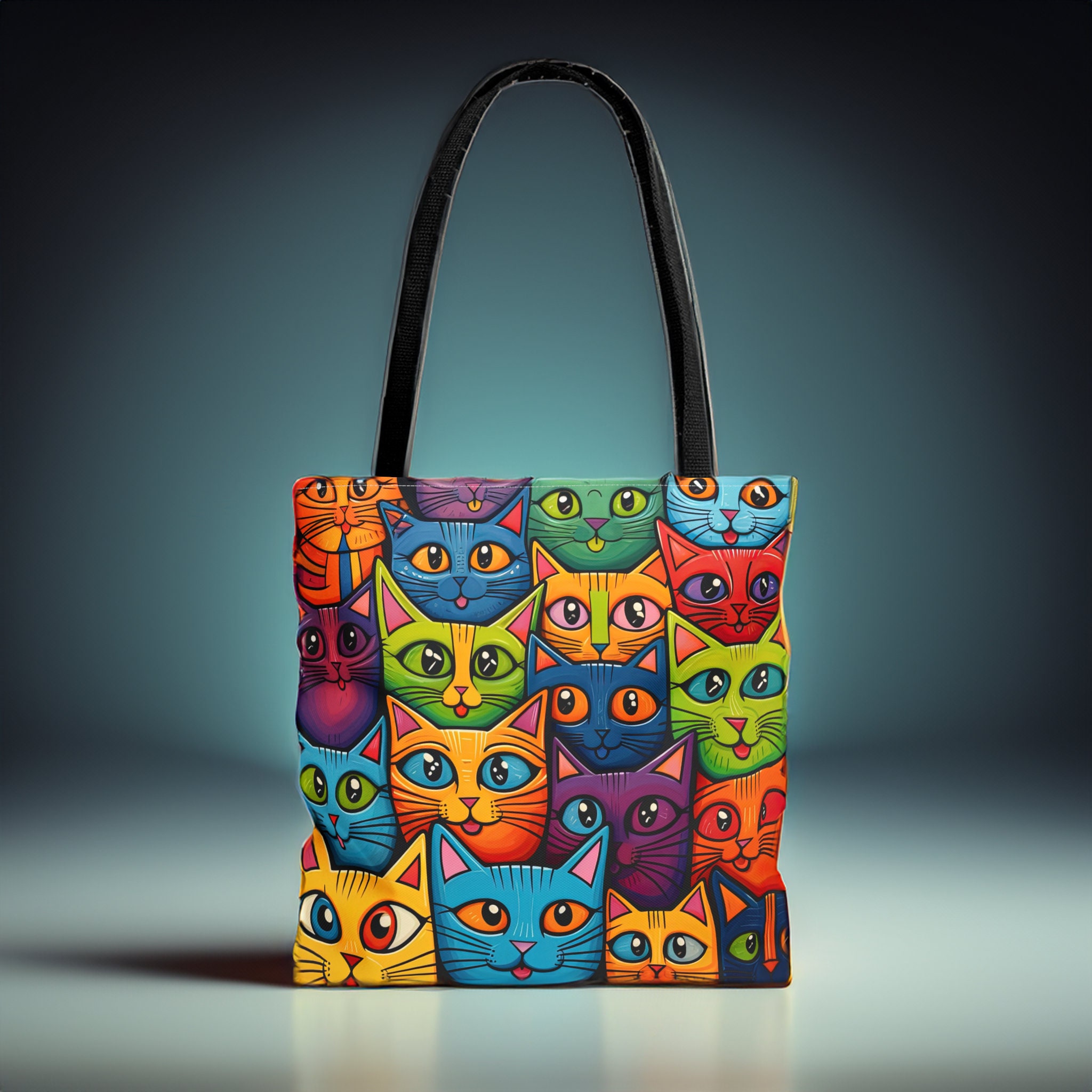 Colorful Cats Tote Bag Gift for Cat Owner Summer Bag For Cat Parent Beach Tote Cute Cats Canvas Tote Bag Canvas Artsy Gift Boho Tote Bag