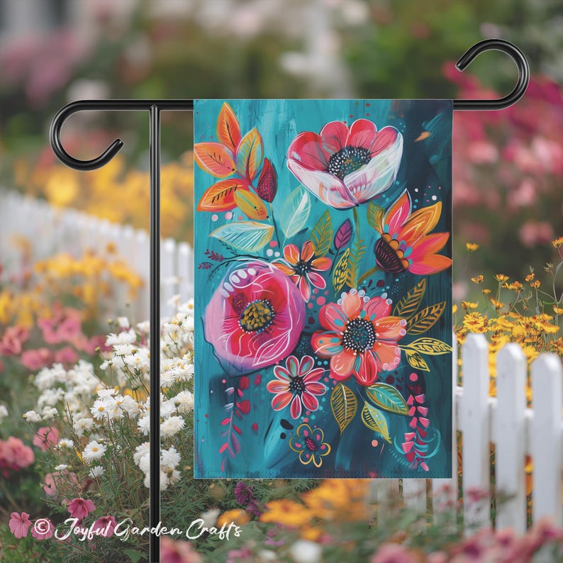 Floral Garden Flag Colorful Boho Yard Decor - Etsy