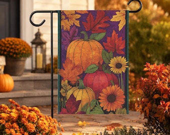 Bandera de jardín otoñal con decoración de calabaza para Acción de Gracias, doble cara.