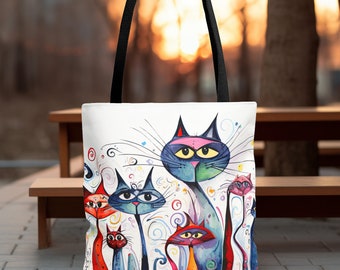 Funny Cat Tote Bag Cat Gift for Cat Lover Summer Bag For Cat Owner Gift Beach Tote Cute Cats Canvas Tote Bag Canvas Artsy Gift Boho Tote Bag
