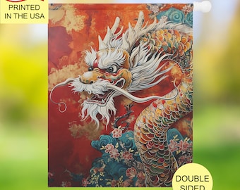 Chinese New Year Dragon Garden Flag Large Chinese Dragon Garden & House Banner Chinese New Year Decor Spring Festival Dragon Yard Flag