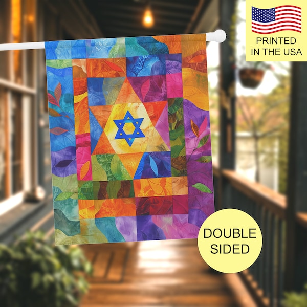 Shabbat House Flag Double Sided Jewish Holiday Garden Flag Purim Outdoor and Garden Decor Colorful Passover Yard Flag Front Door Art Modern